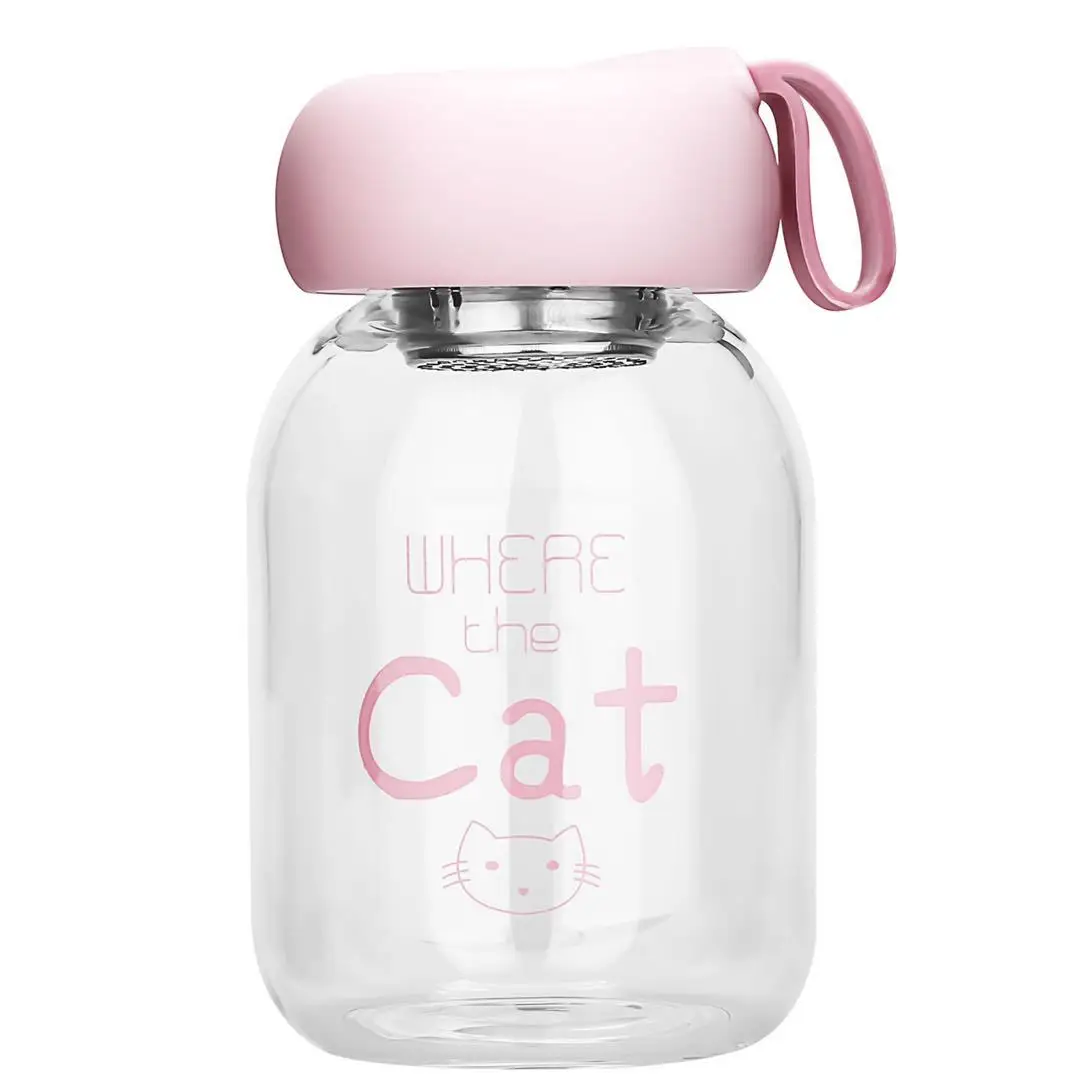 2022 Manufacturers wholesale  Heat-resistant transparent glass female portable simple, fresh and lovely student cup with rope