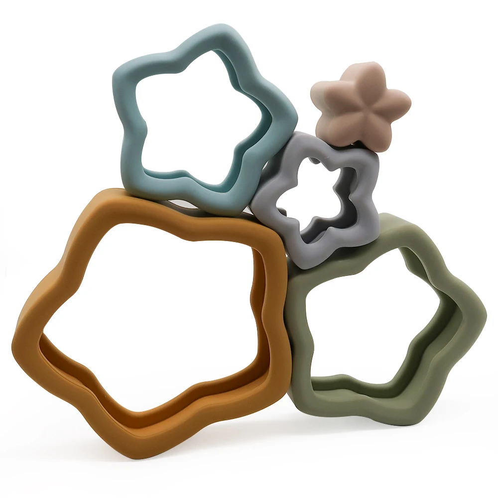 Kids multiple use perfect match silicone tower new fancy colors toy baby stack up toys