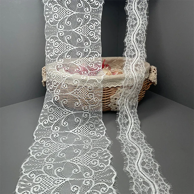 TUTON Custom Guipure French Bridal Width Eyelash Lace Trim for Dress Nylon Oeko-tex 100 Standards Sustainable 15000yds/color DTM