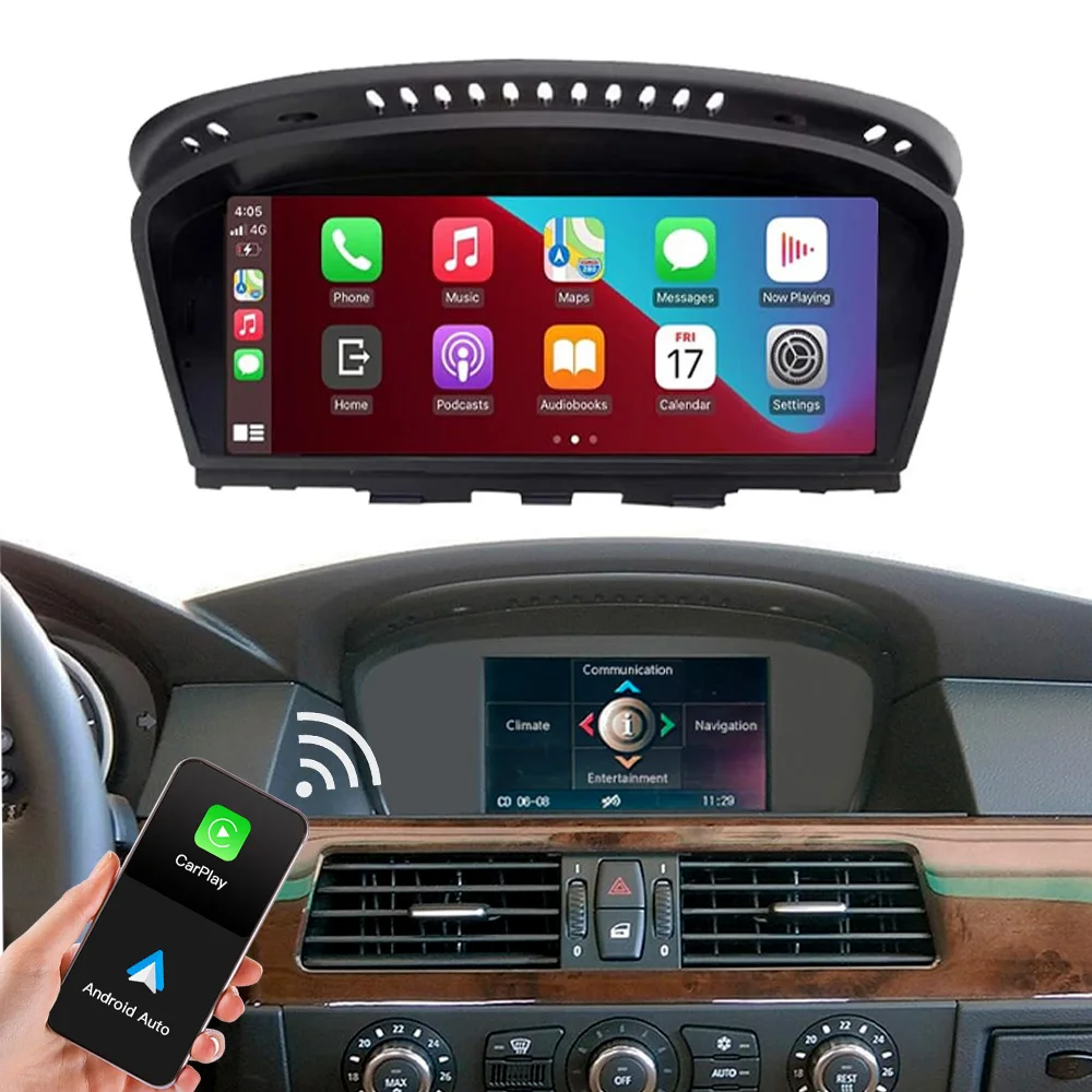 8 дюймов стерео радио сенсорный экран Беспроводная система Apple Carplay android auto для автомобиля Bmw 3 5 серии E60 E90 ccc cic