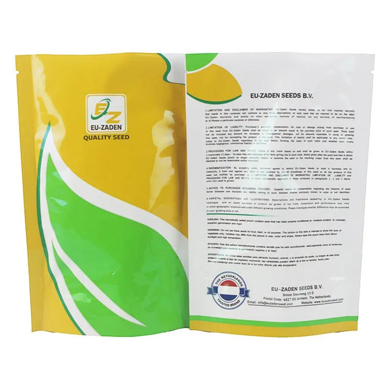 Custom Aluminum Foil Bag Seeds Food Moisture Glossy Three Side Seal Packaging Stand Up Pouch For Grain