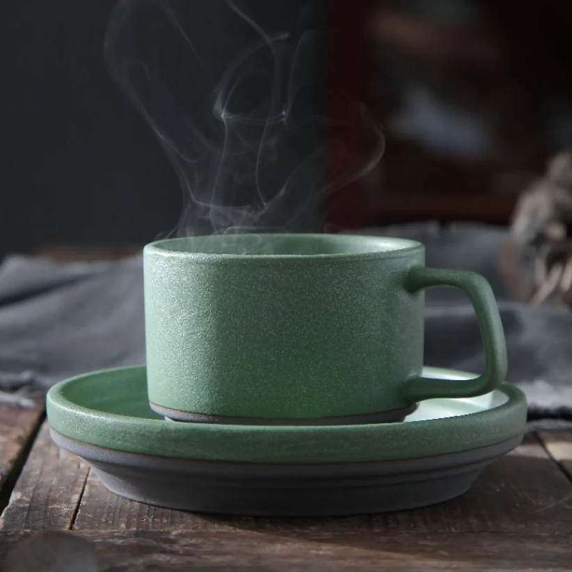 Nordic Italian modern ceramic cup set for coffee / reactive glazed design porcelain tea cup and saucer set (1600208528111)