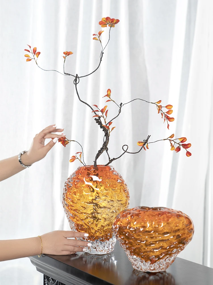 Tall decorative Glass Vase Multicolor Confetti Hand Blown Murano Style Art Glass