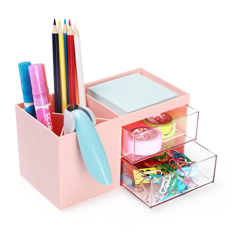 Comix 3 Compartment Desk Monitor Stand Riser Multifunctional Office Supplies Sliding Organizer Box Swivel