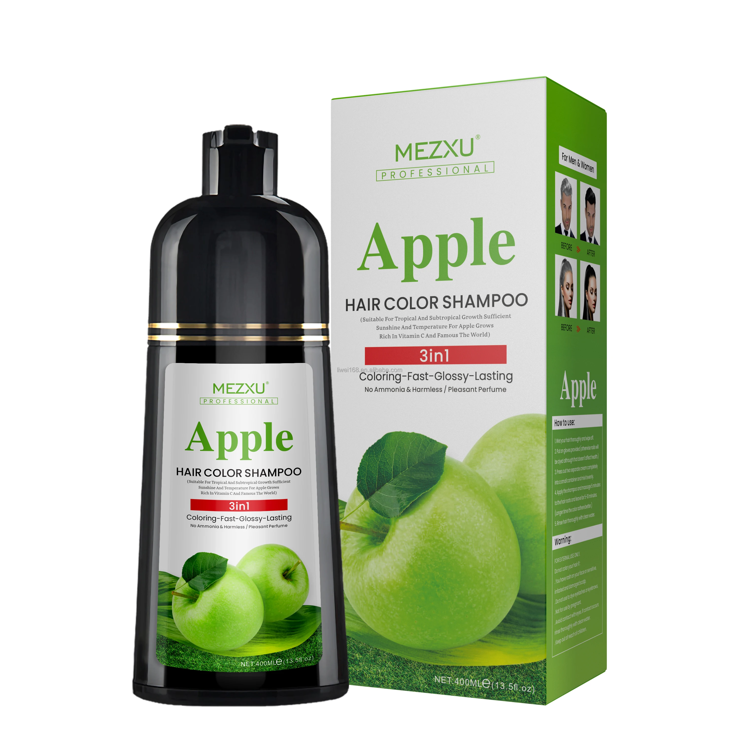 Professional Hair Manufacturer Supply Black Hair Color Shampoo Apple Hair Dye Shampoo For Home Use