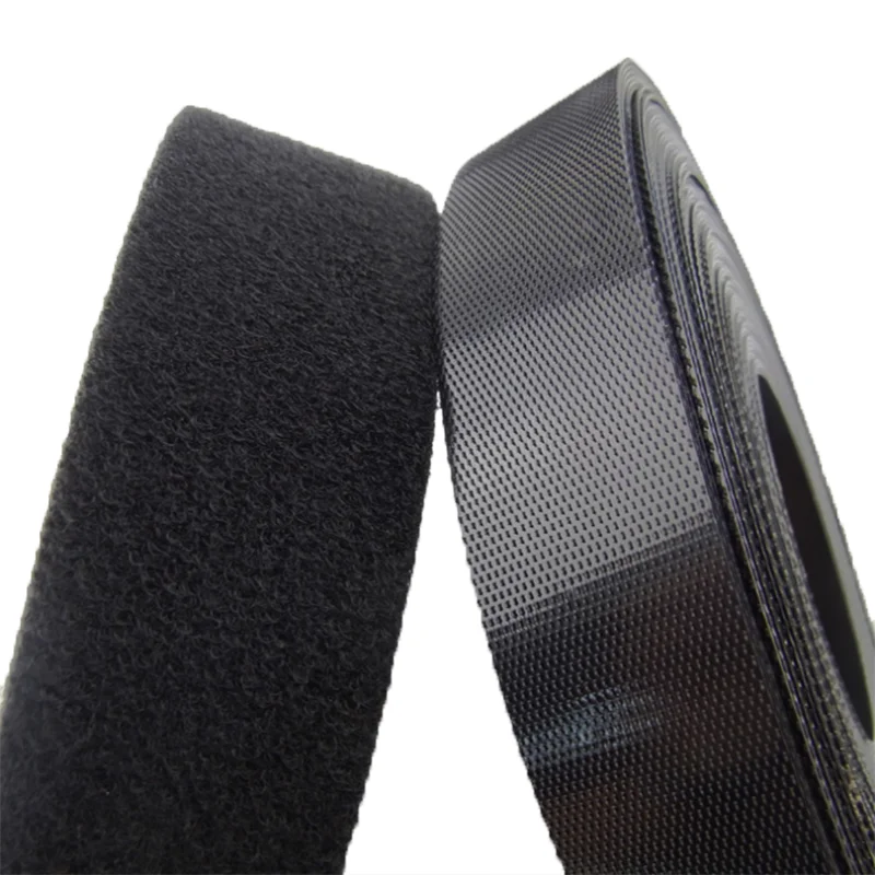 Adhesive Black Fabric Hook And Loop Strap Reusable Nylon Hook Loop