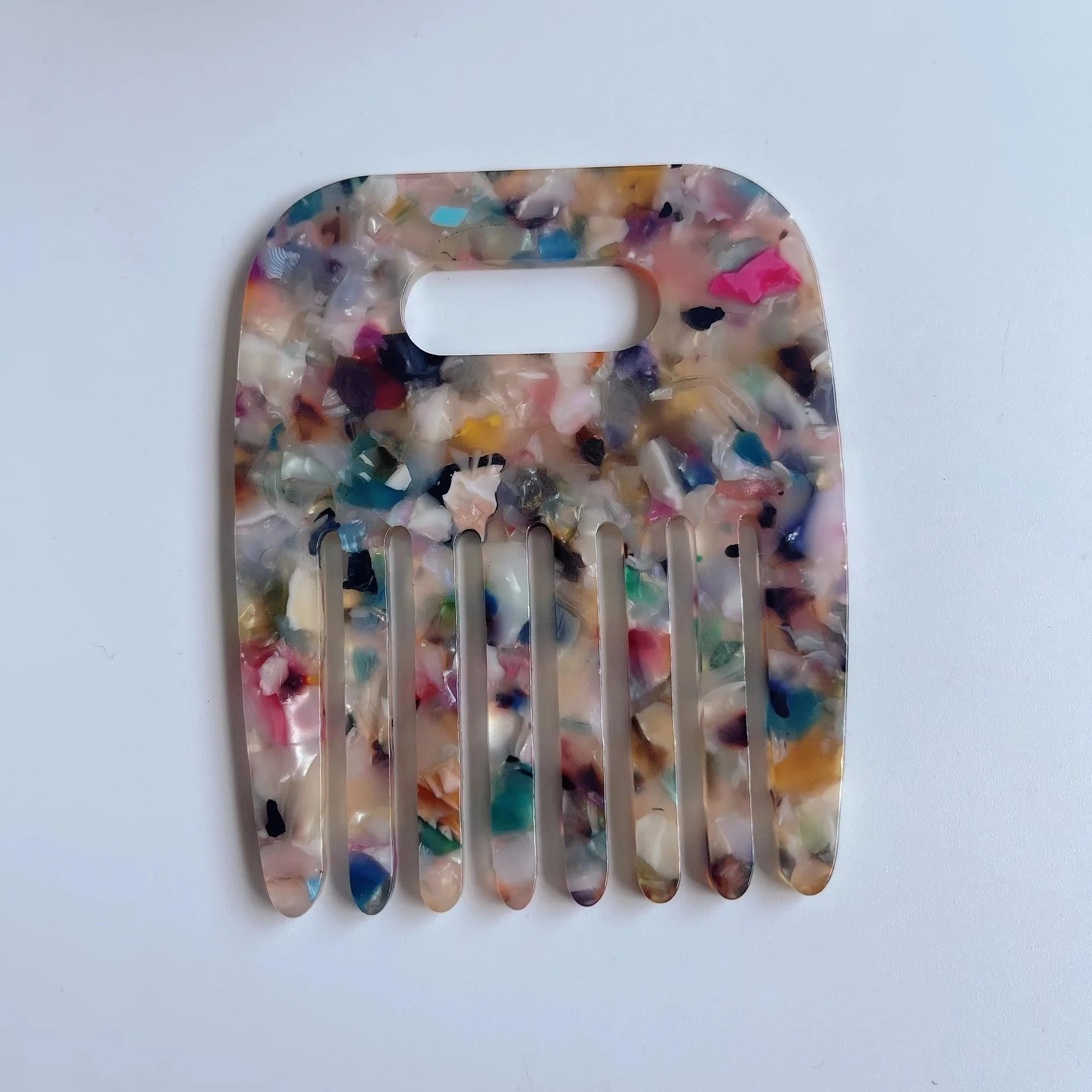 Pocket acetic acid hair pick afro comb women wide tooth eco friendly cellulose anti static chrome acetate african head comb