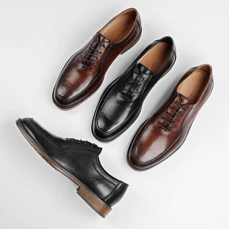 Fashion Men Office Shoes Genuine Leather Shoes Walking Style Short Boots New Modal Shoes