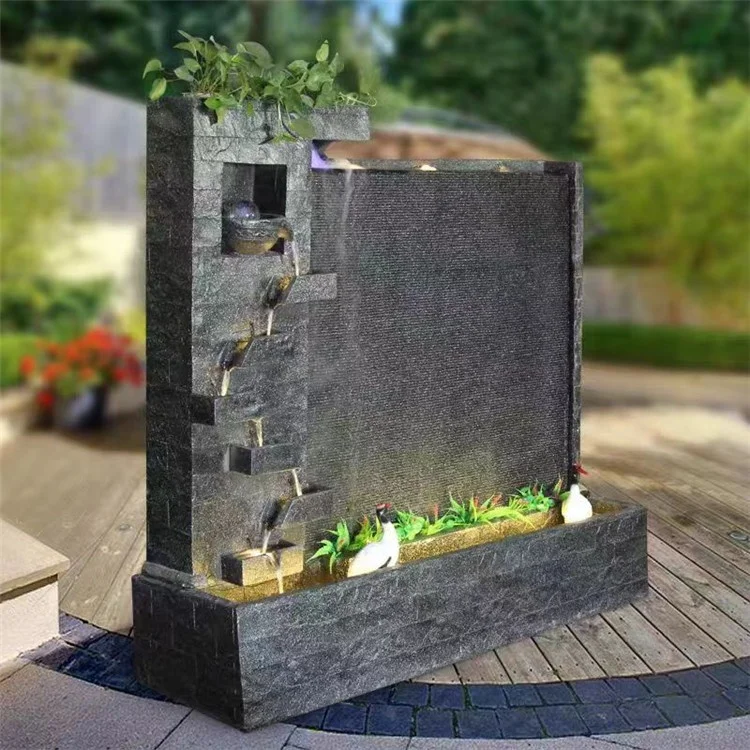 Black marble weeping wall fountain led fountain wall stone fiberglass wall fountains