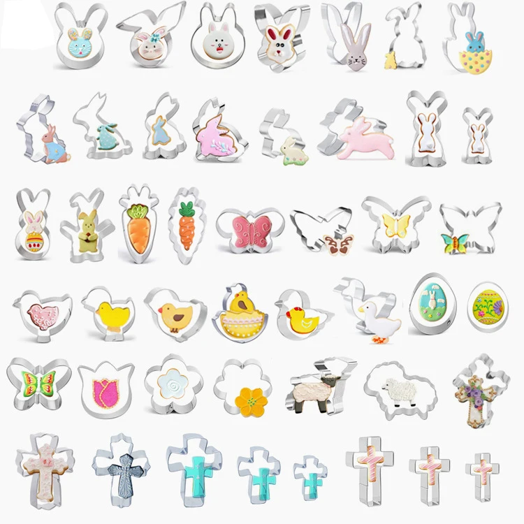 Christmas Easter Theme Cartoon Fondant Cookie Baking Mold 3d Cookie Cutters Molds