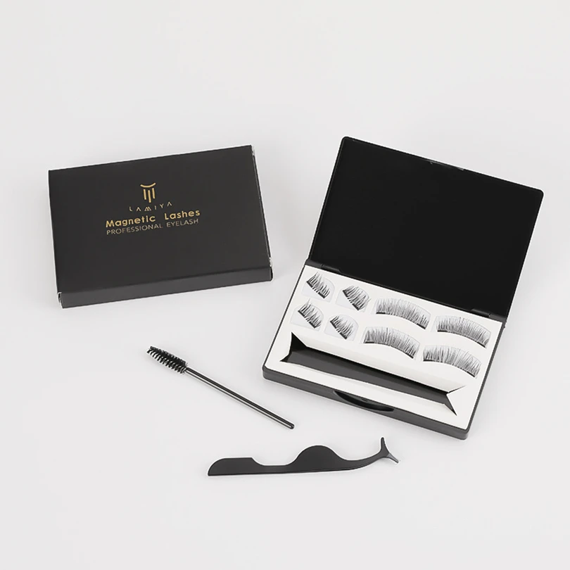 Custom Logo Magnetic False Eye lashes Segments Cils No Glue No Eyeliner Private Label 3D Magnetic Eyelashes