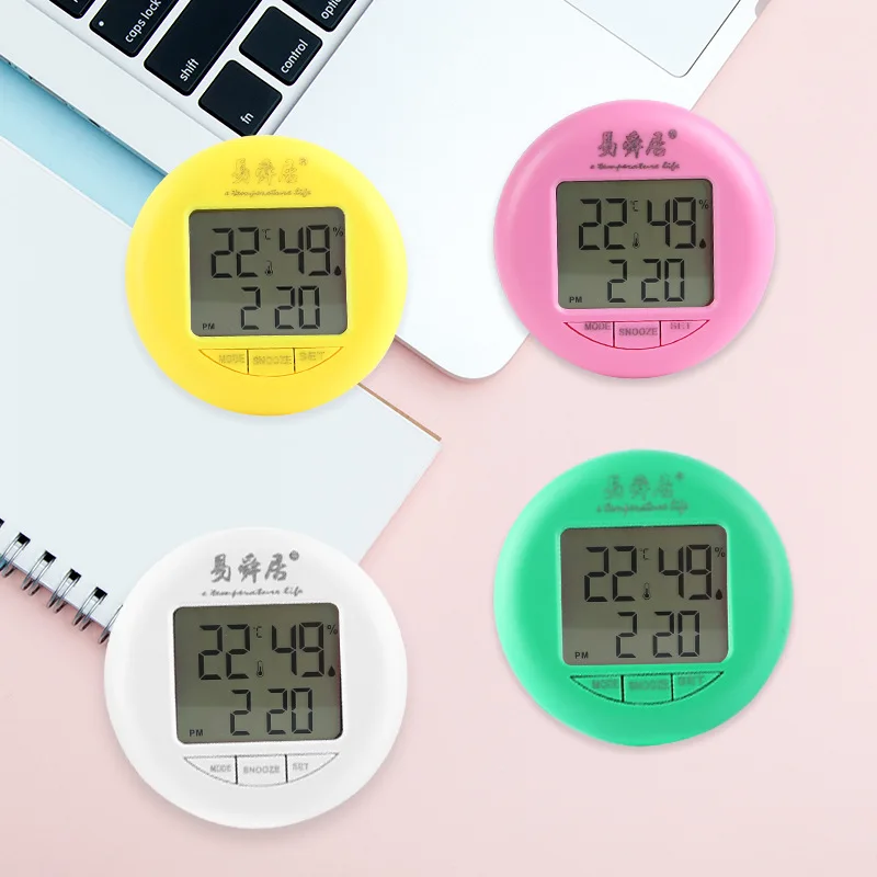 Digital LCD Indoor Thermometer Hygrometer Temperature Humidity Meter with Time Display