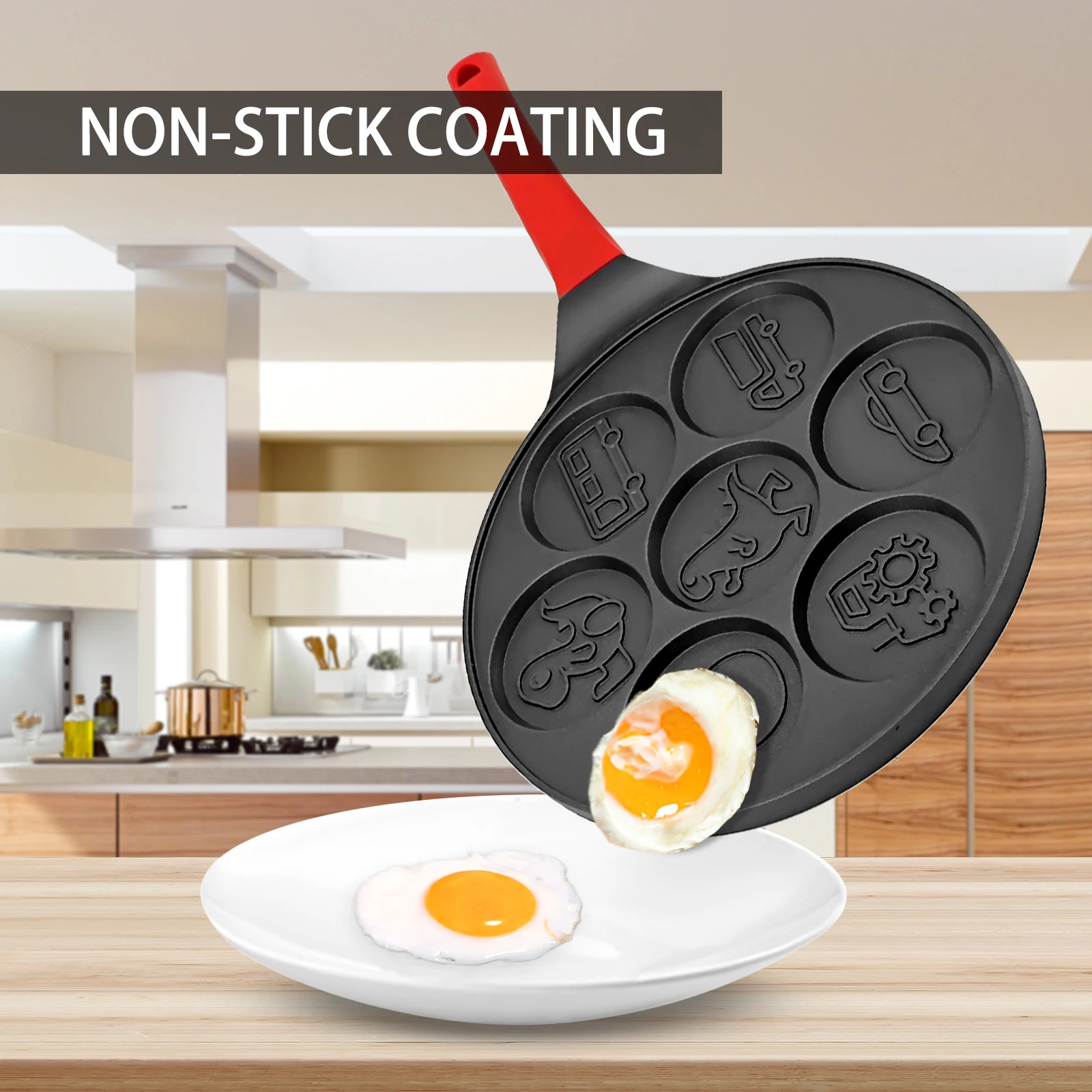 Household Non-stick Induction Pan Commercial Cake Waffle Maker Frying Pan Smiley Face Mini Pancake Waffle Pan