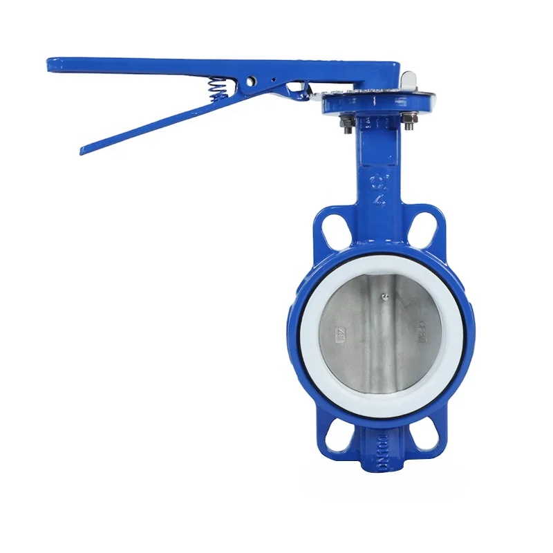 Hot Sale 4 Inch PTFE Cast Iron Manual Wafer Type Butterfly Valve Customizable OEM Options for General Applications