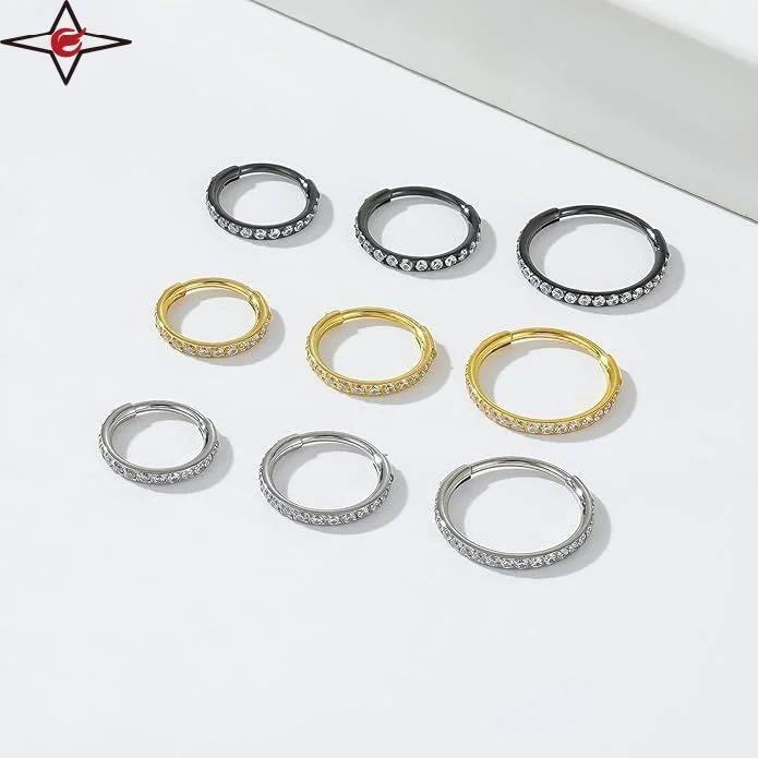 Wholesale Women Cartilage Piercing Zircon Body Piercing Double Nails Earring D Shaped Nose Ring Earring