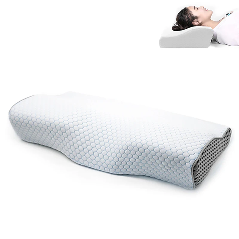 2024 Premium Bed Pillow Tencel Fabric Cover Orthopaedic Shape Cervical Memory Foam Sleep Neck Pillow