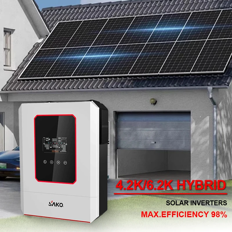 Sako Ranboer 4200W Grid Power MPPT Pure Sine Wave Solar Inverter 220V Hybrid Solar 4.2Kva Single AC Output of 4.2Kw