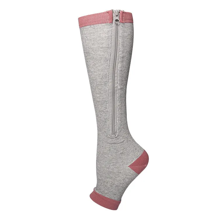 2022 New Zip Up Socks Open Toe Leg Support Unisex Knee Compression Socks Toeless Yoga Socks