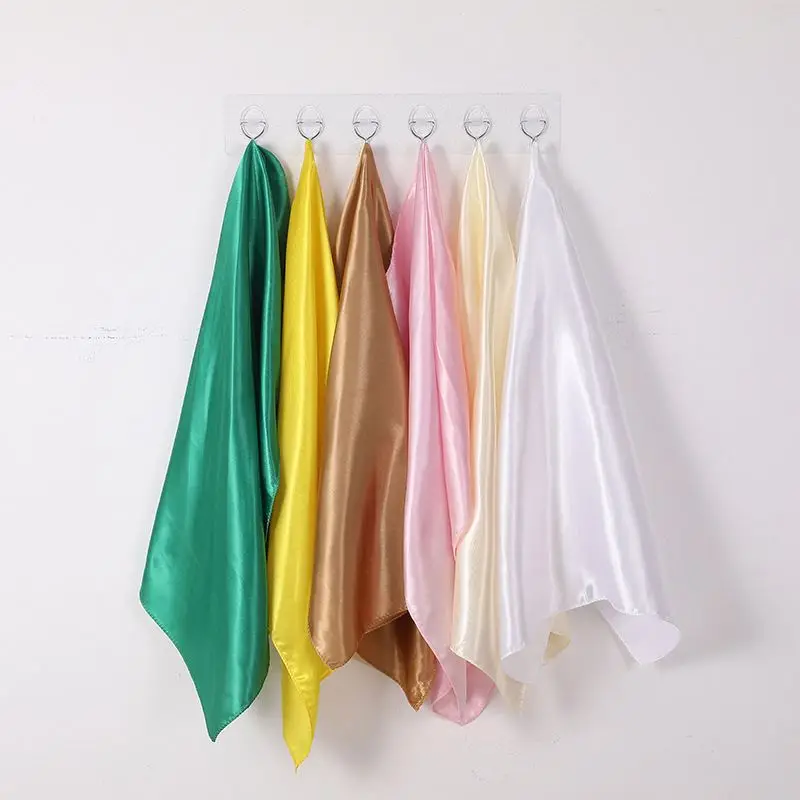 Hot Sale Women Solid Color Satin Square Scarf Bandanas For Stewardess Bank Hotel