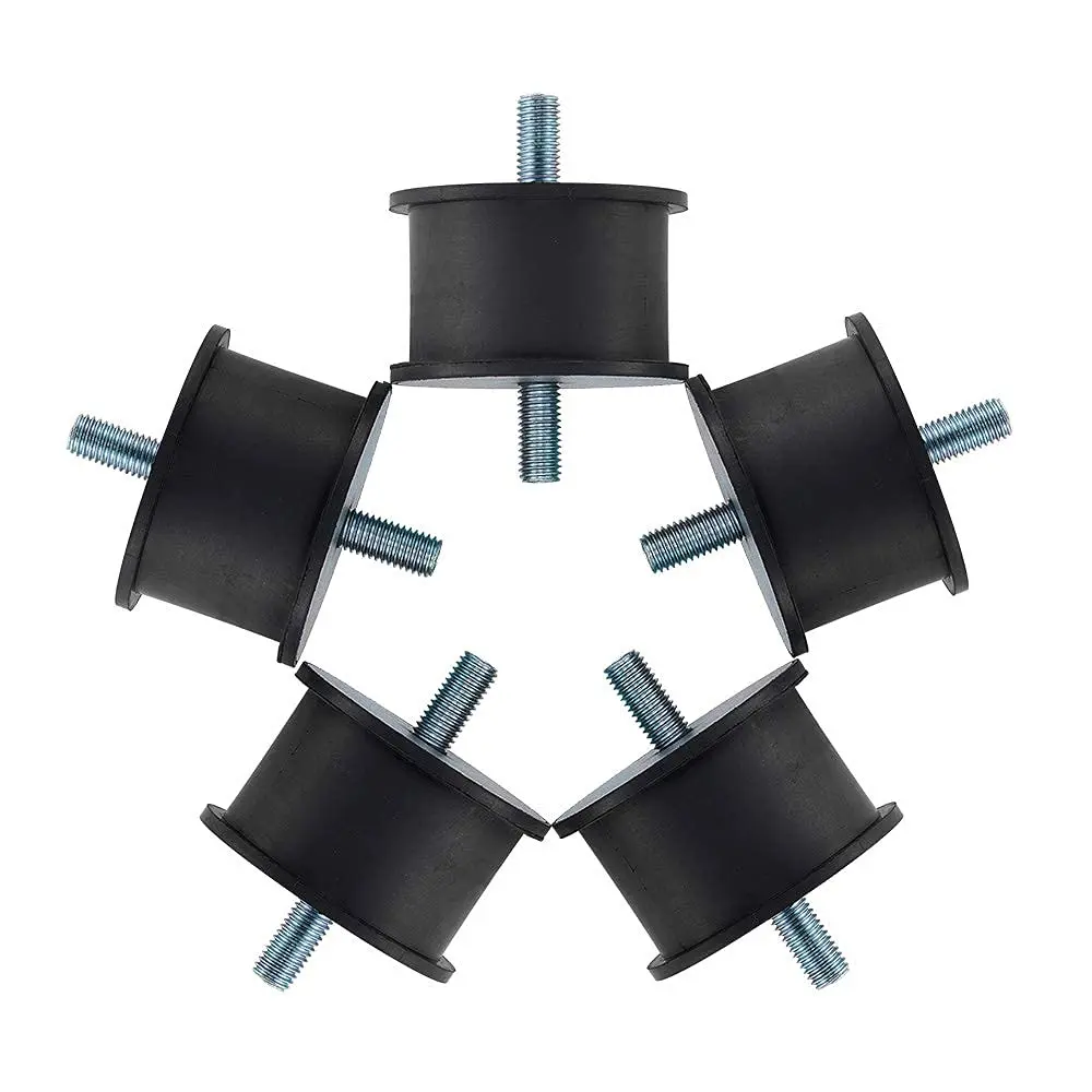 Large rubber cylindrical vibration isolator bracket with M12 thread for pumps, generators, engines, compressors, motors, etc.