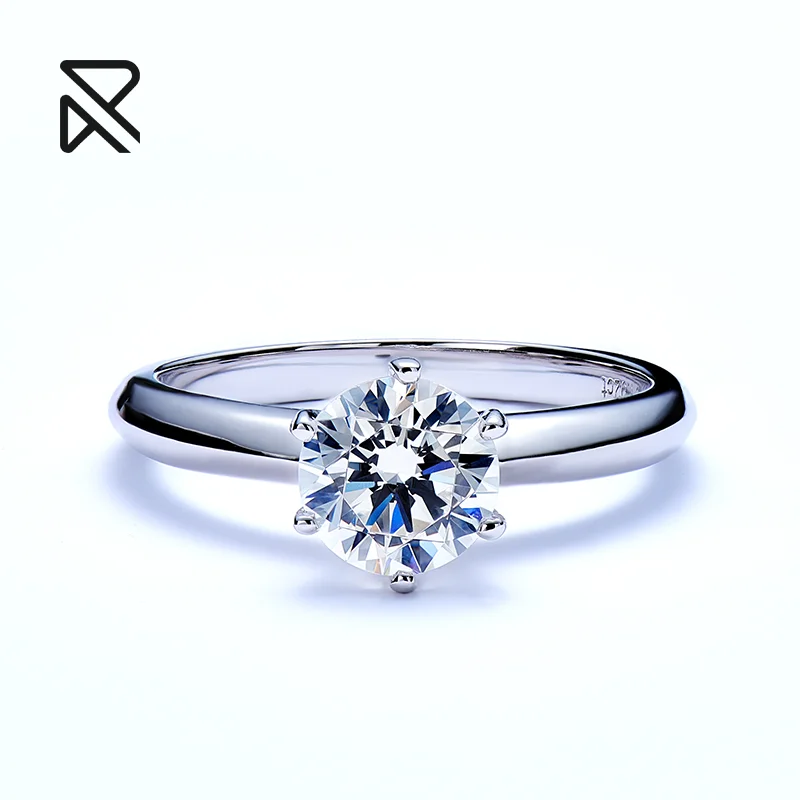 2022 Rochime Fashion 18k white gold lab grown diamonds rings classic brilliant round cut six claws engagement ring