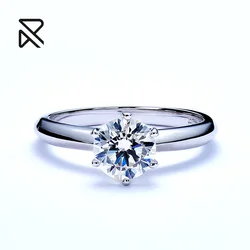 2022 Rochime Fashion 18k white gold lab grown diamonds rings classic brilliant round cut six claws engagement ring