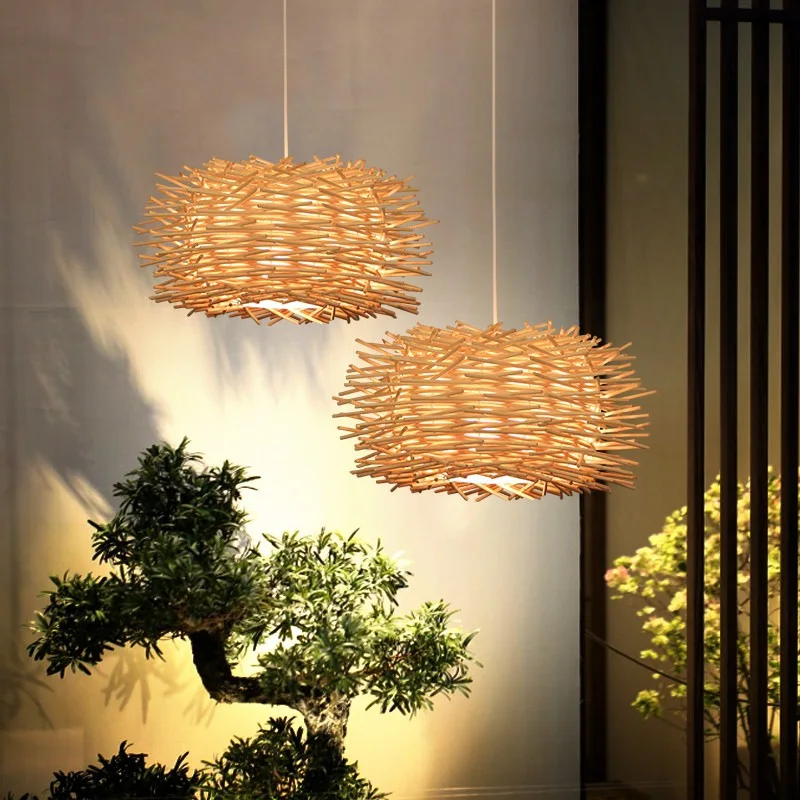 Ali  hot sale Nice quality luxury vintage Handmade Natural Woven wooden chandeliers
