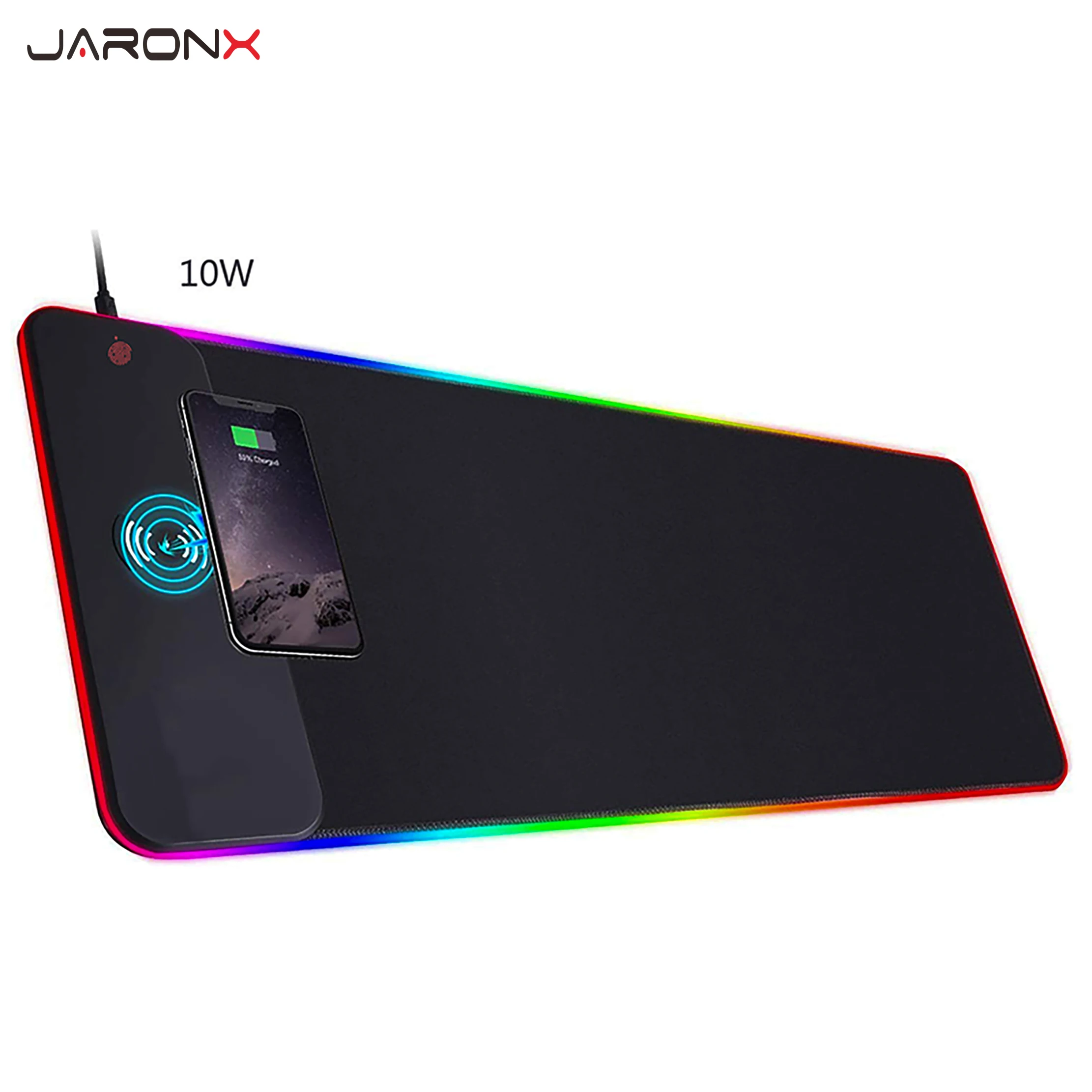 JARONX 10W Rgb Larger Gaming Mousepad Led Computer Pad Wireless Charging Keyboard Mouse Pad Custom