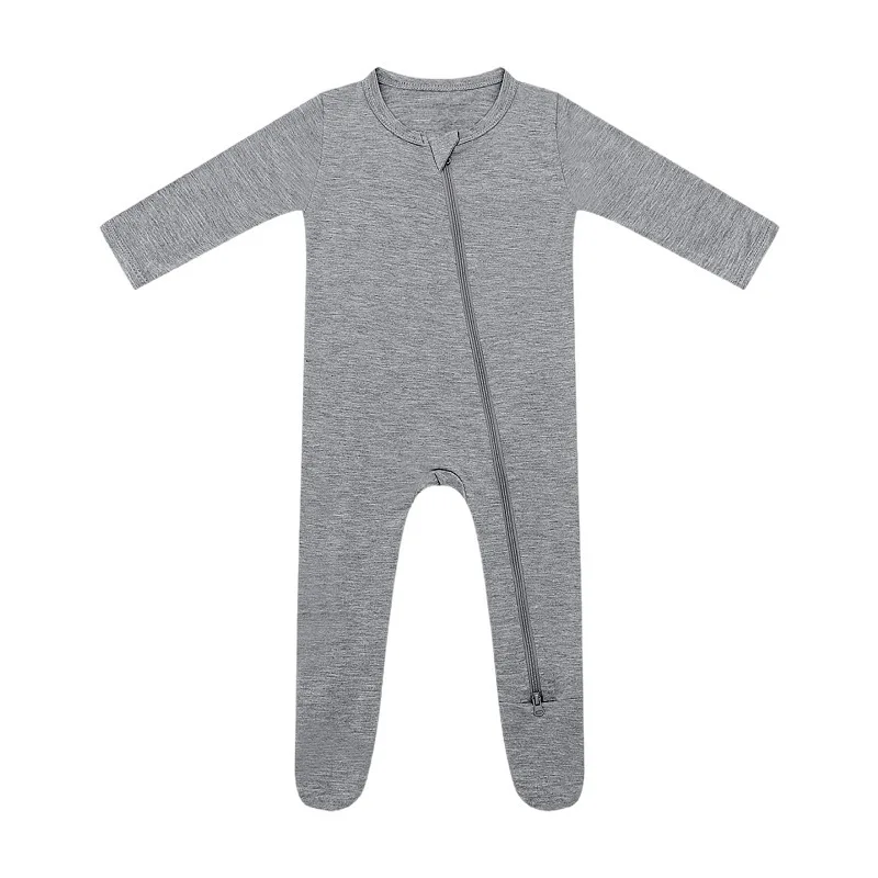 Hongbo OEM/ODM children romper custom print Zipper style warm 100% Bamboo fiber spandex knit infant onesie viscose baby cloth