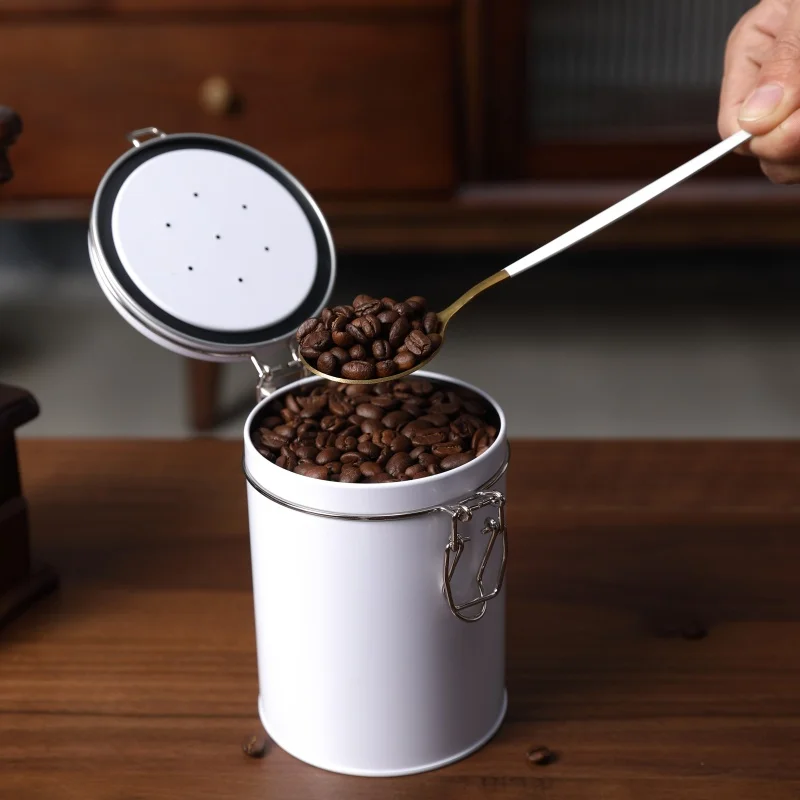 Wholesale Printing Design food grade airtight round  can with iron buckle coffee tin can tea metal tins container with lid