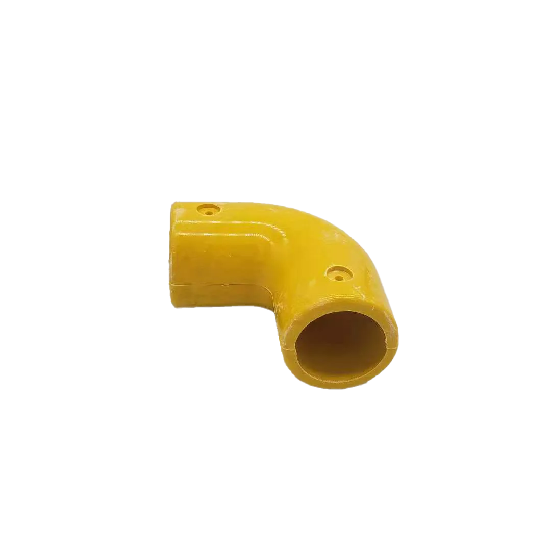 wholesale yellow color UV resistence frp Elbow connector tee joint fiberglass fittings for round and square hollow tube