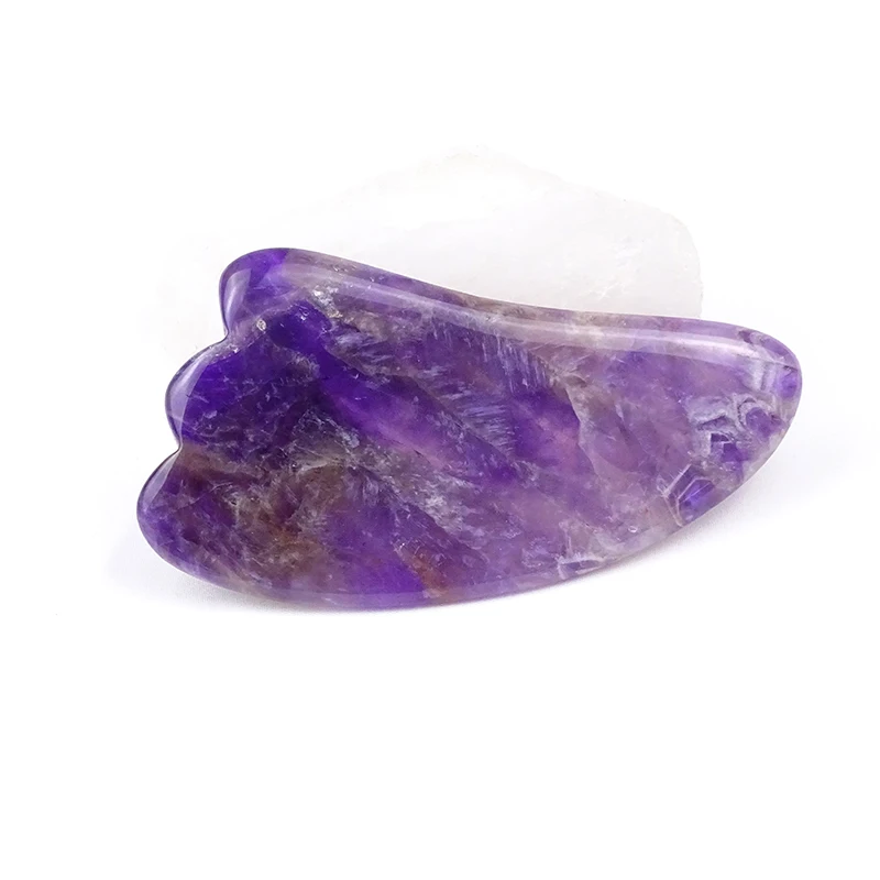 
 Hot sell skincare massage tools horn shape amethyst crystal stone face guasha  