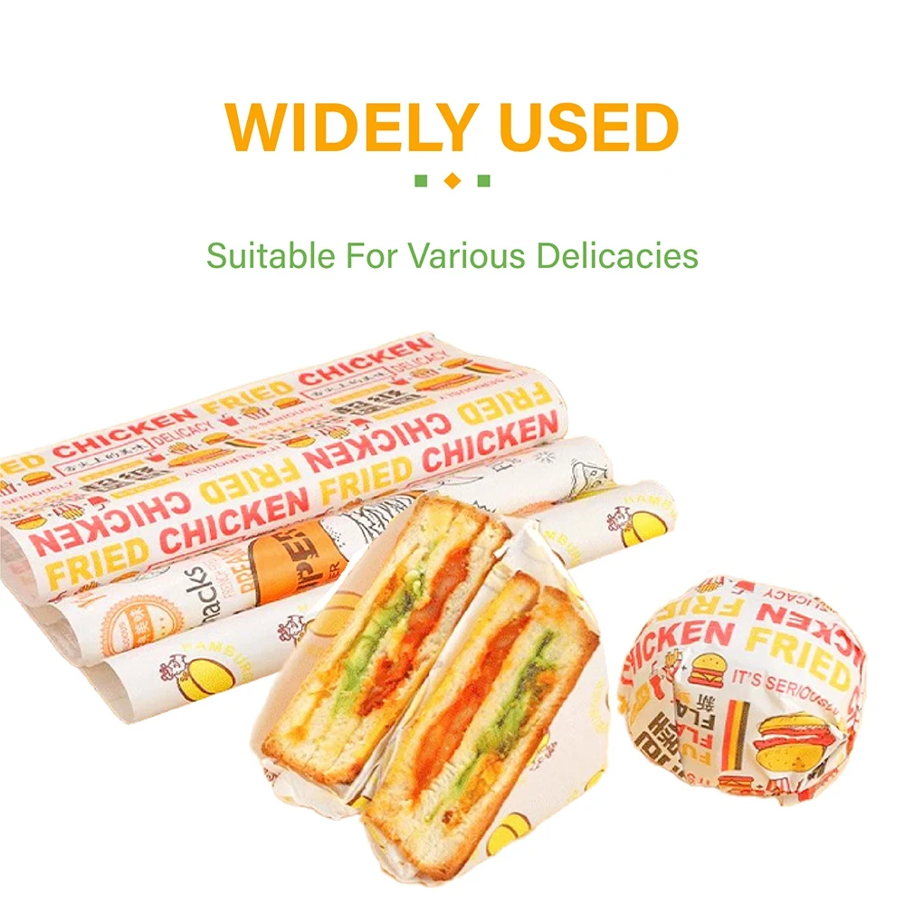 ZJPACK Grease Oil Proof Biodegradable Food Grade Wax Paper Butter Wrapping Burger Wax Paper