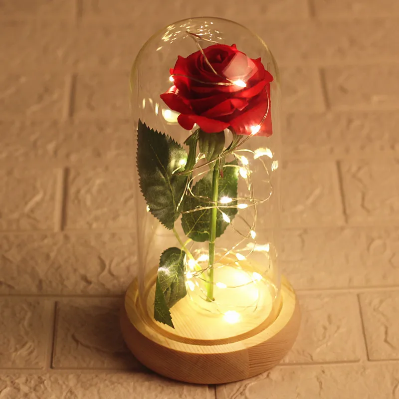 Best Valentines Day Gift fleur preservee rose in glass dome