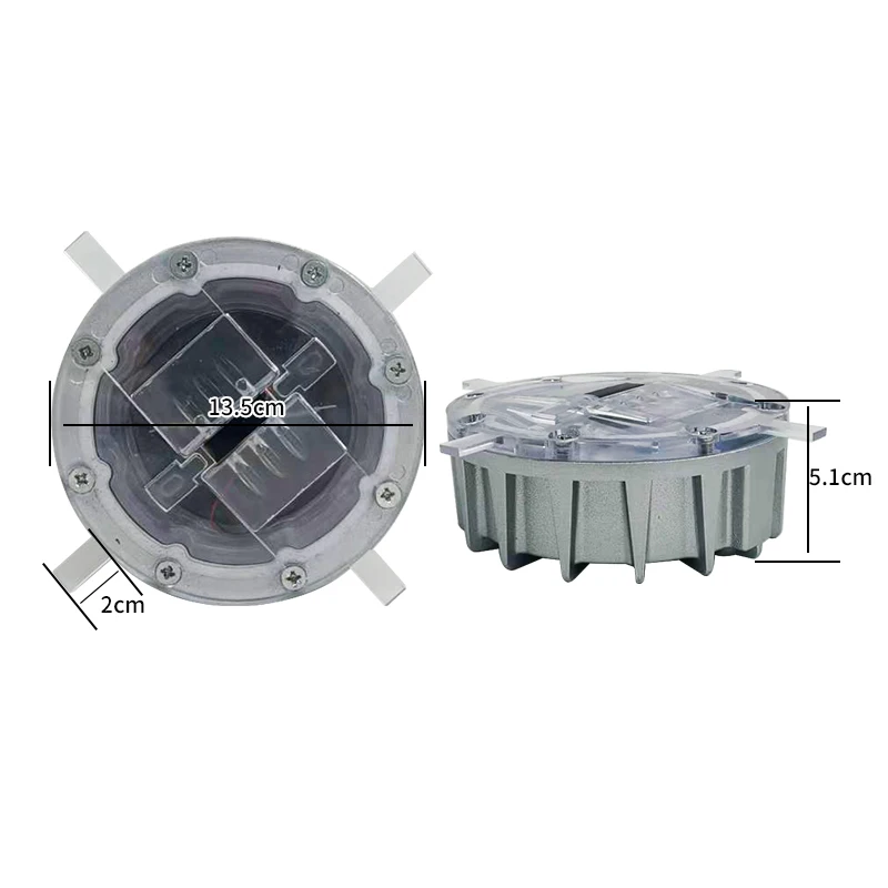 High Brightness 8-LED Cast Aluminium Road Studs Solar Powered PC Material Traffic Warning Light White Reflective Waterproof IP68