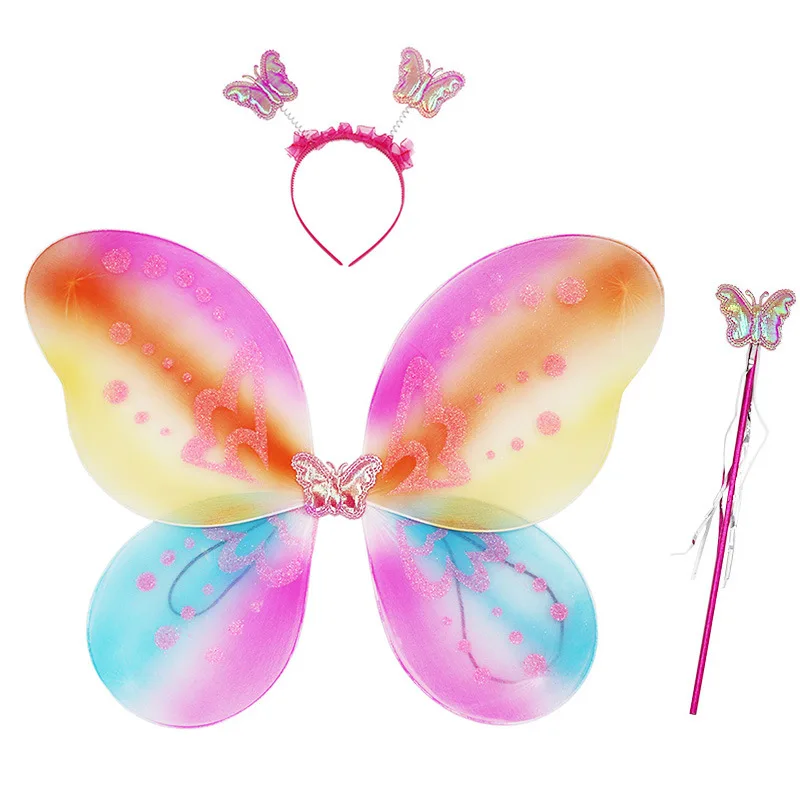 Wholesale Factory Kids Carnival Accessories Wing With Headband Wand 3pcs Sets Halloween Costumes