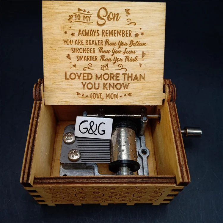 Factory Stock Wooden Mini Hand Crank Music Box for Birthday Gift