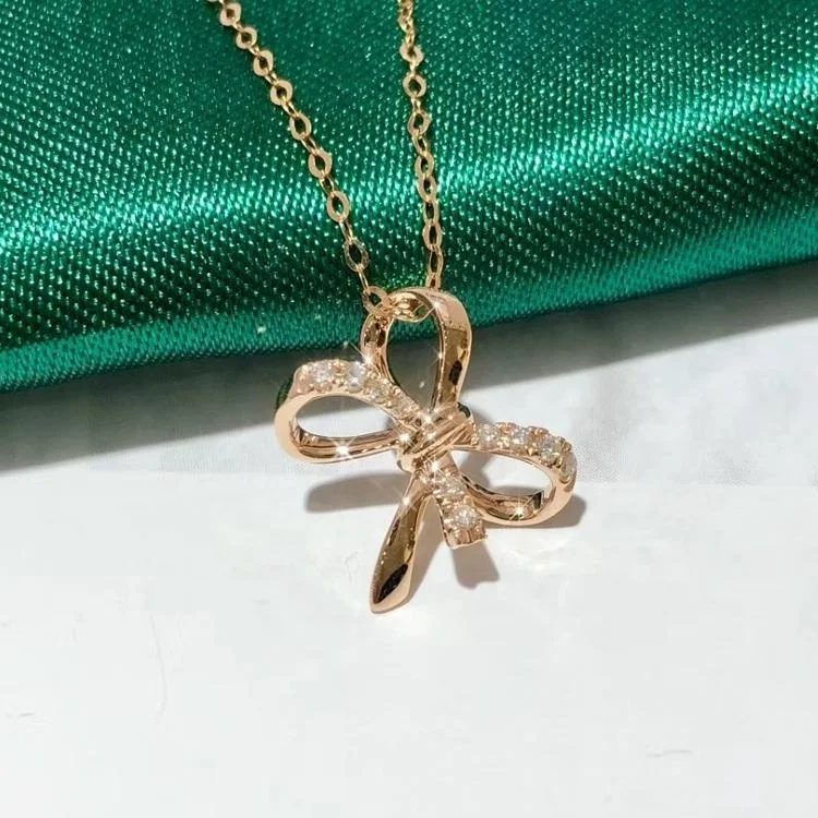 PUSHI jewelry fashion babygirl necklaces butterfly diamond necklace 18k gold butterfly charm pendant necklace women