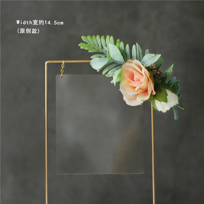 DIY Flower Transparent Acrylic Cake Topper Blank Iron Cake Decoration Insert Iron Arch Acrylic Round Card  for Birthday Cake