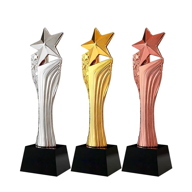 New resin trophy gold five pointed star shaped award trophy Champion Award