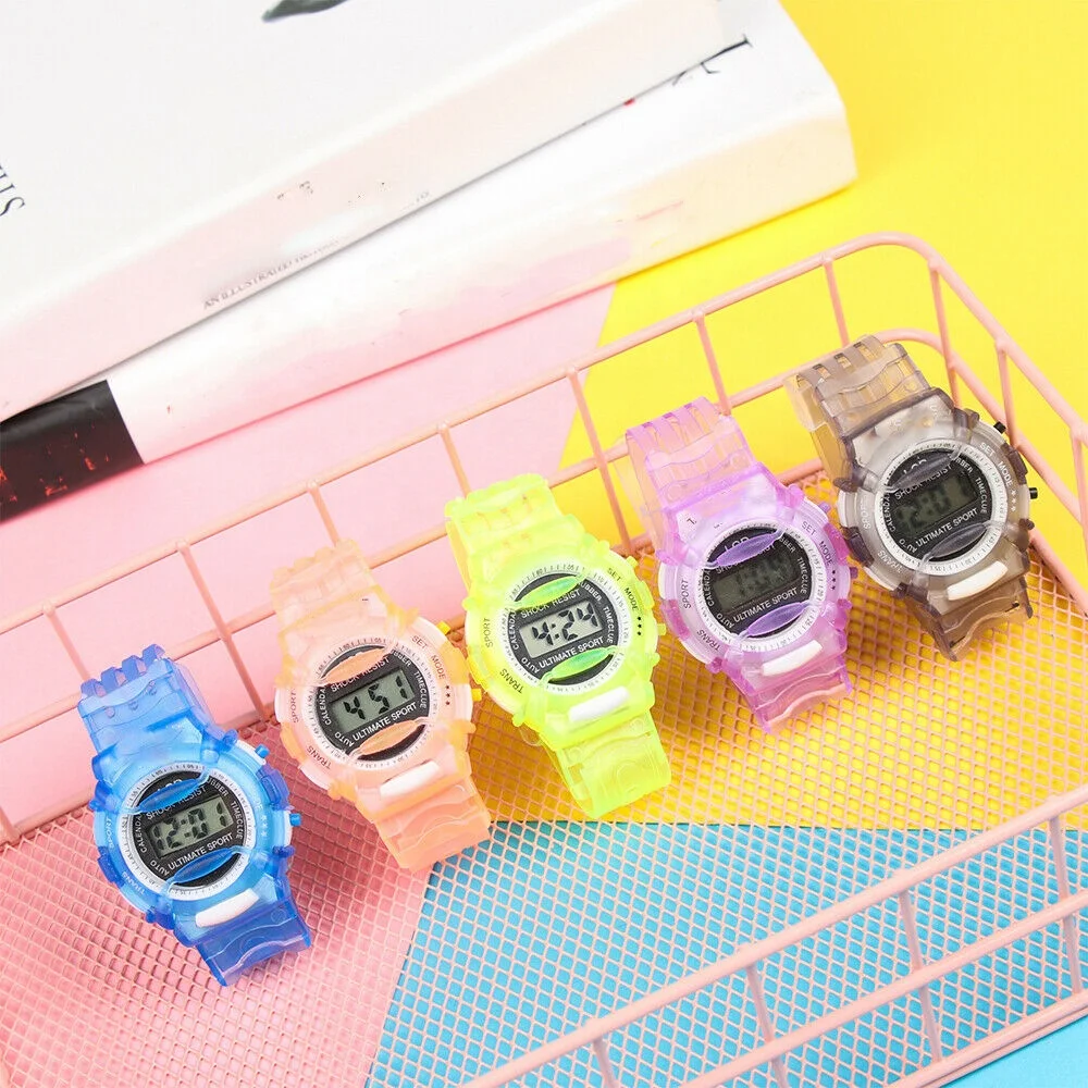 Children Digital Watches Candy Wrist Watch Electronic Meter LCD Wristwatch