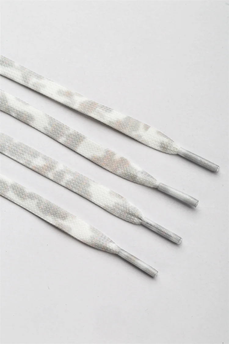 2022  Flat weave Double thickness wear resi elastic camouflage print shoelaces rainbow shoe laces