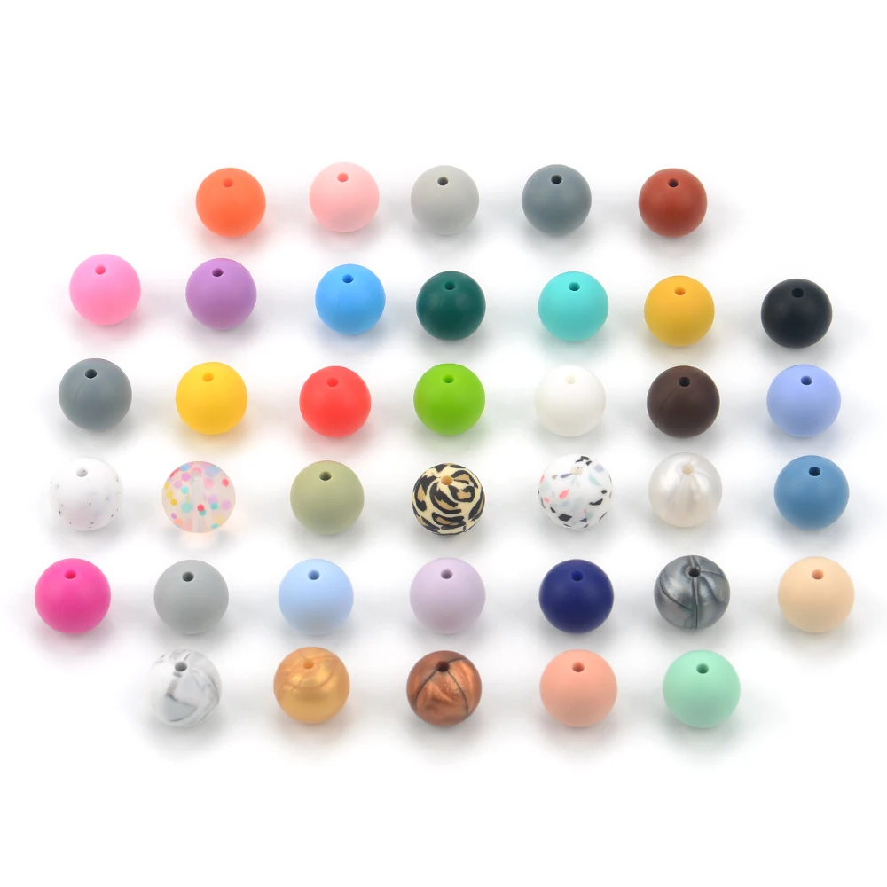 BPA Baby Chewable Silicone Beads 15mm for Necklace