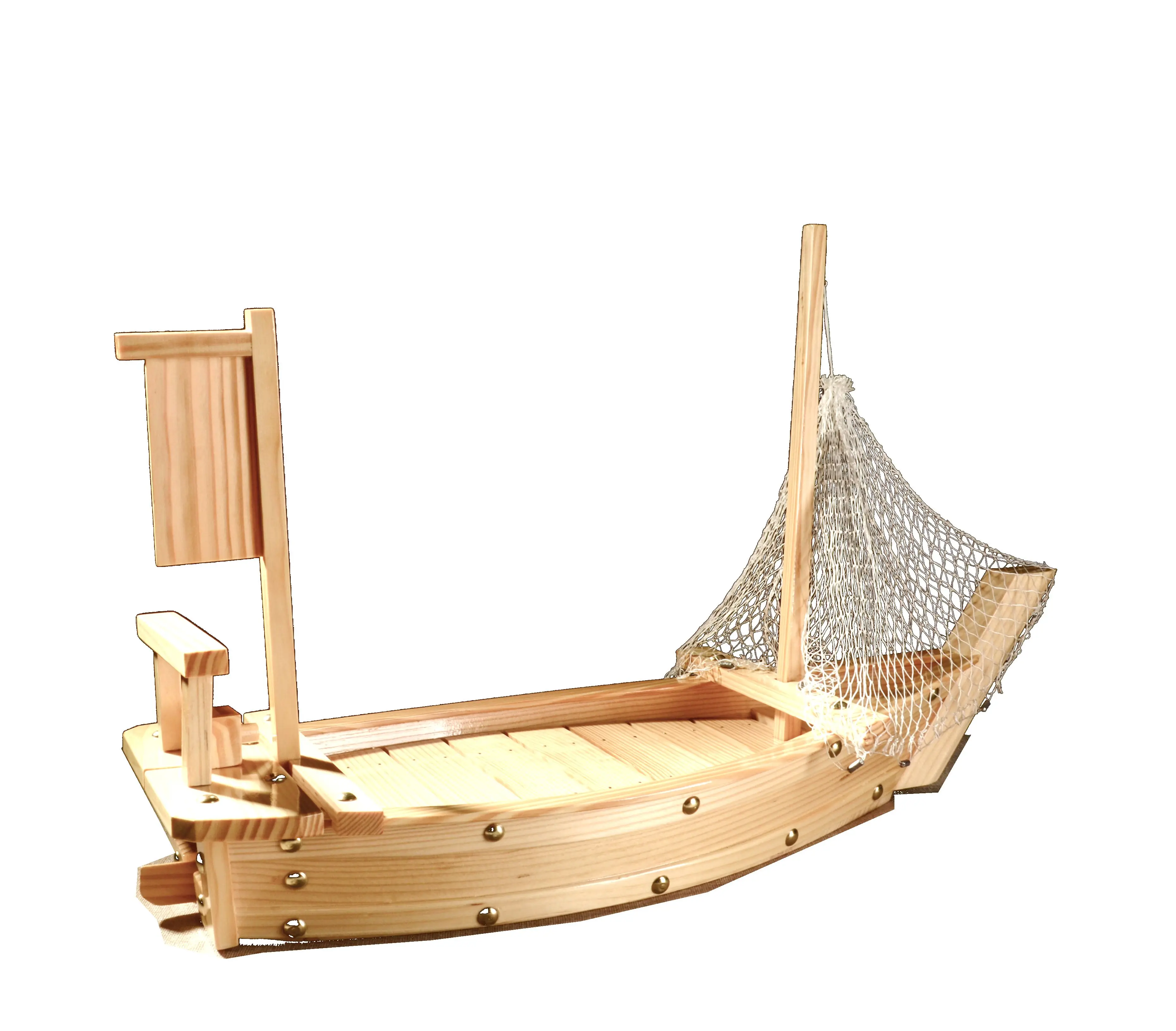 Japanese Tray Restaurant Nature color Decoration Manufacturers pinewood Sushi wooden boat  For Sale