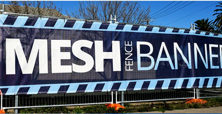 Custom Logo Printed Backdrop Outdoor Windproof Personalized Rectangular Outdoor Fabric Mesh Banner For Event