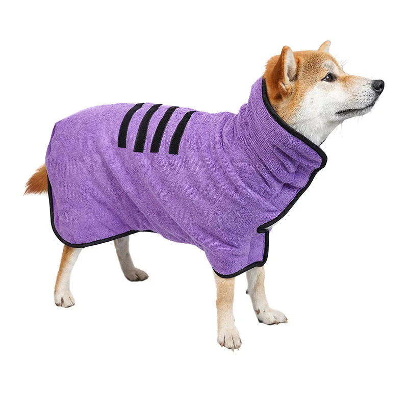 Custom logo cotton towel super absorbent pet drying coat bath robe dog bathrobe for dogs with hoods