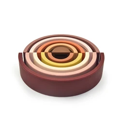 10PCS Rainbow Stacker Nesting Puzzle Blocks Silicone Stacking Toys Building Blocks Educational Toys Learning Montessori Toys