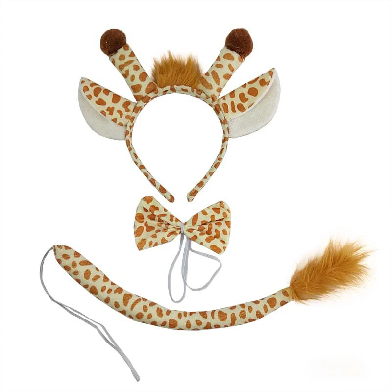 Giraffe Costume Set Giraffe Ears Nose Tail and Bow Tie Giraffe Animal Costume Kit Accessories for Kids Halloween Party
