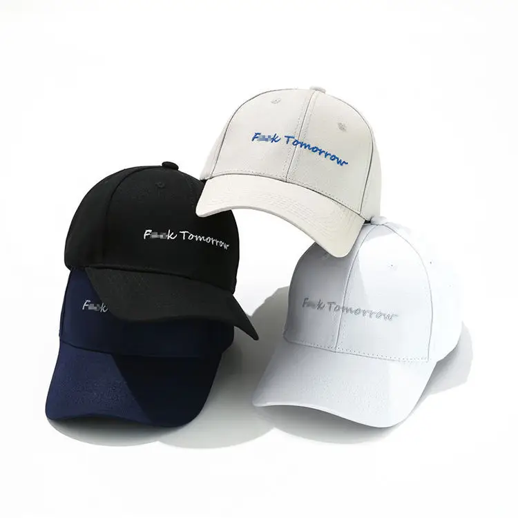 Wholesale 6 Panel 100% Cotton Custom No Brand 3D Embroidery LOGO Letters Brass Buckle Adjuster Baseball Cap