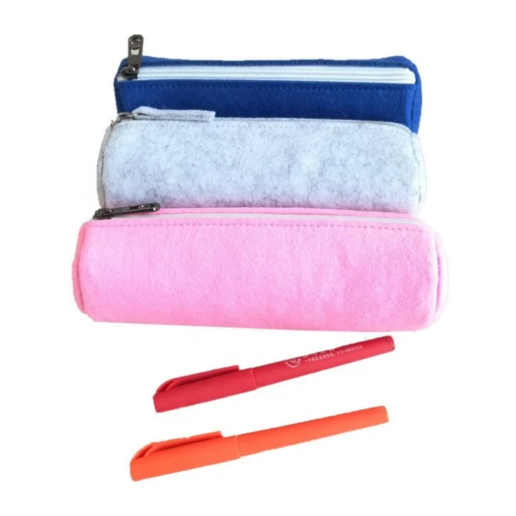 School felt fashion stationary pencil cases/ felt pencil organizer case zipper pouch bag for Girls Large Capacity Pouch